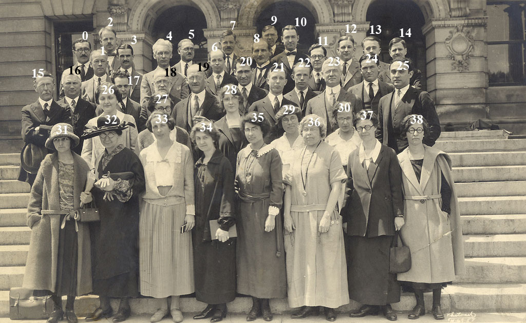 1922 photograph of the English Department on Bascom Hall's front steps