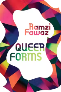 crystalline mobius strip of bright colors—fuchsia, blue, orange, red, and lime—on a white background surrounding Ramzi’s name (in oranges, pinks, and reds) and the title (in purples, blues, and greens).